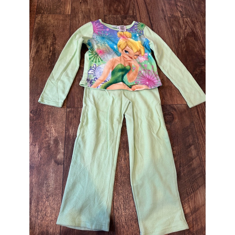 Disney Fairies‎ Tinkerbell Pajama Set Girls 6X Light Green